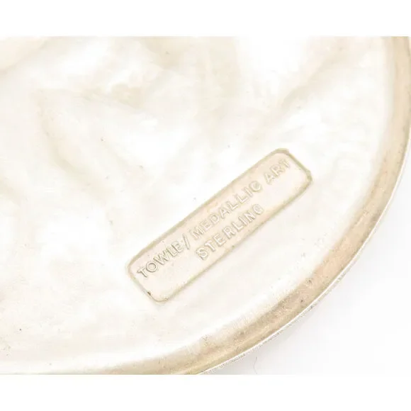 925 Sterling Silver Vintage TOWLE 1964 MICHELANGELO Carved Heavy Coin TR3679